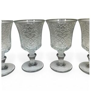 La Rochere Amboise Stemmed Goblets SET OF 4 Clear Glass Floral Scroll France 8oz
